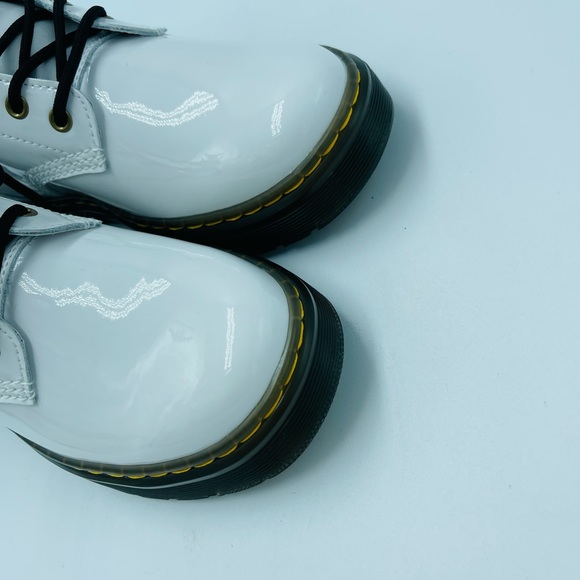 Dr. Martens Zavala White Patent Leather Combat Boots - Picture 11 of 16
